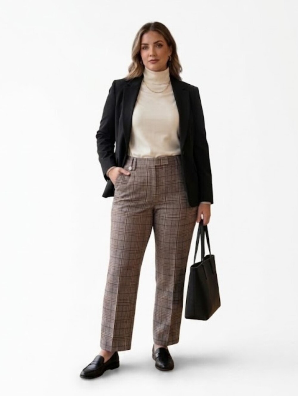 Zac & Rachel Straight Leg Brown Tan Plaid Pants Size 16